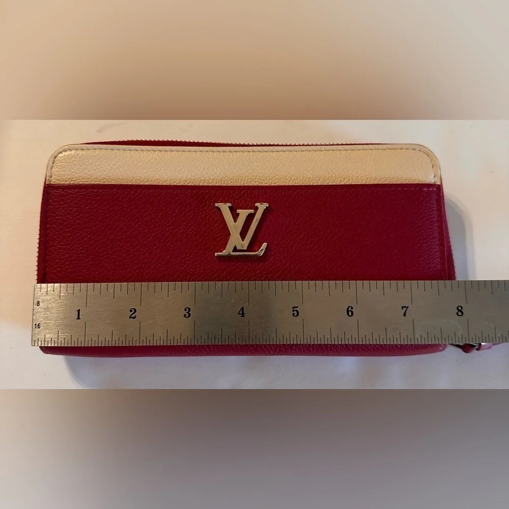 Louis Vuitton Lockme Zippy Wallet Soft Calf Leather 2018 UB4108 Red&Cream COA